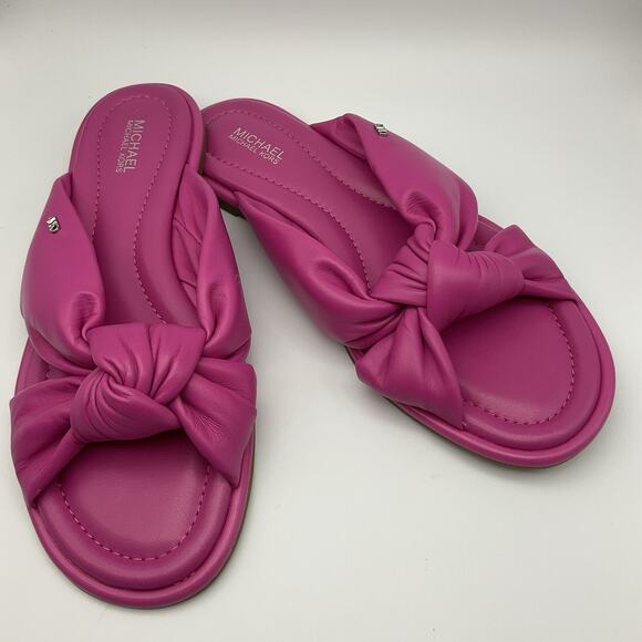 MICHAEL KORS Sandals Pink 9 Flat Slide Pillowy Comfy - Picture 2 of 7